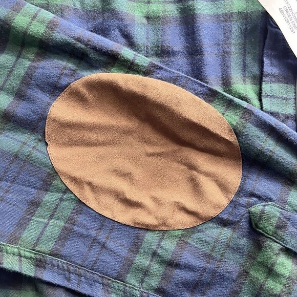 New Crown and Ivy Classic Fit‎ Green Blue Plaid Light Flannel Shirt Mens L - Picture 6 of 9